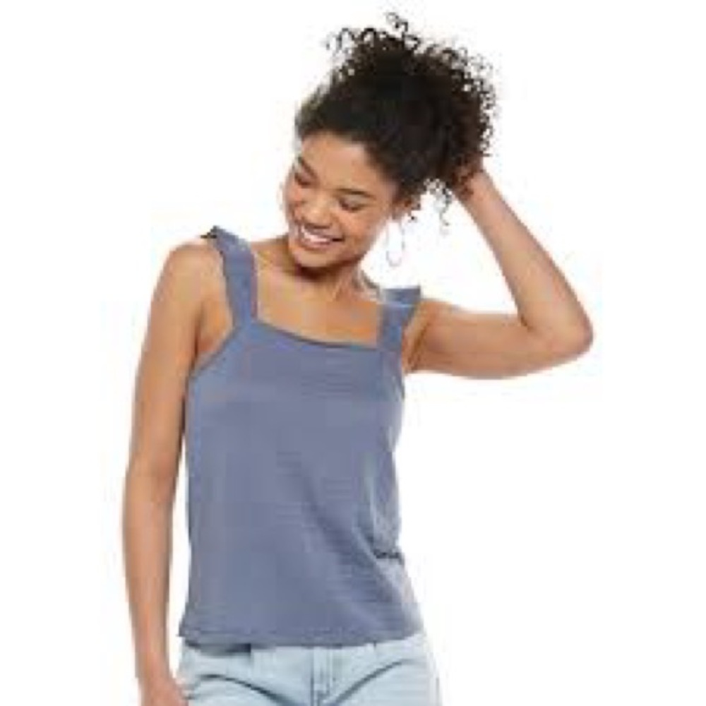 SO Ribbed Ruffle square neck Tank Top purple‎ size juniors XS